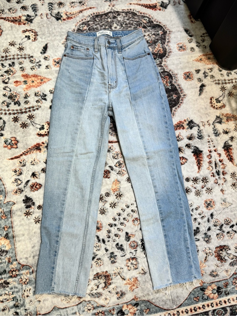 Abercrombie & Fitch curve love High-Waist Two-Tone Light Blue Women's Jeans